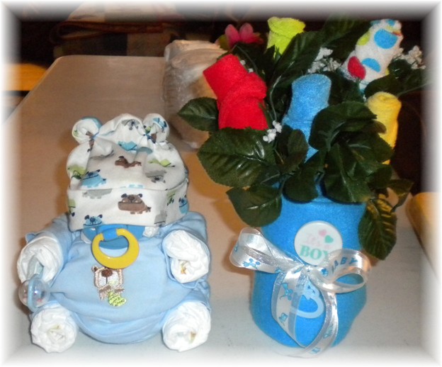 Diaper Cake "Diaper Baby Boy & Flower Vase"
